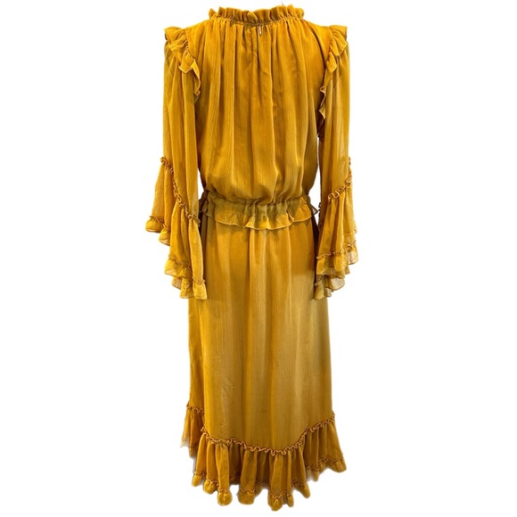 Misa Mustard Yellow Marcele Sheer Ruffle Dress - Picture 5 of 5